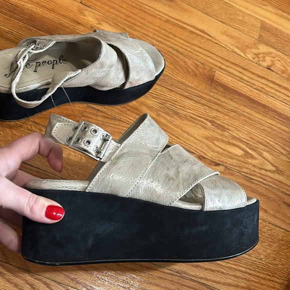 Free People Metallic Leather Platform Sandals - Picture 2 of 11